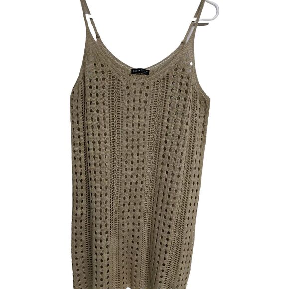 Shein Slip Dress Medium Beige Knit Cover-up Spaghetti Straps Circles Bubbles M - Picture 3 of 9